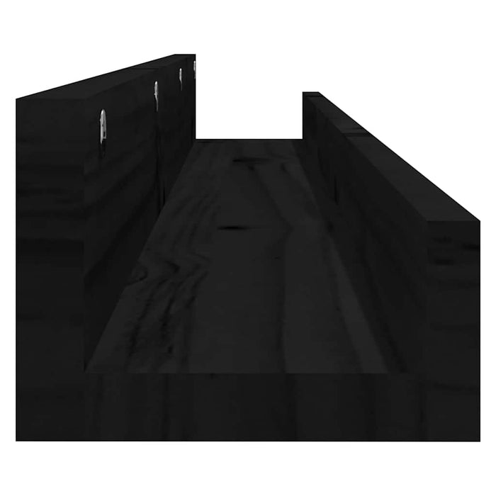 Rafturi de perete, 2 buc., negru, 110x12x9 cm, lemn masiv pin WALTI