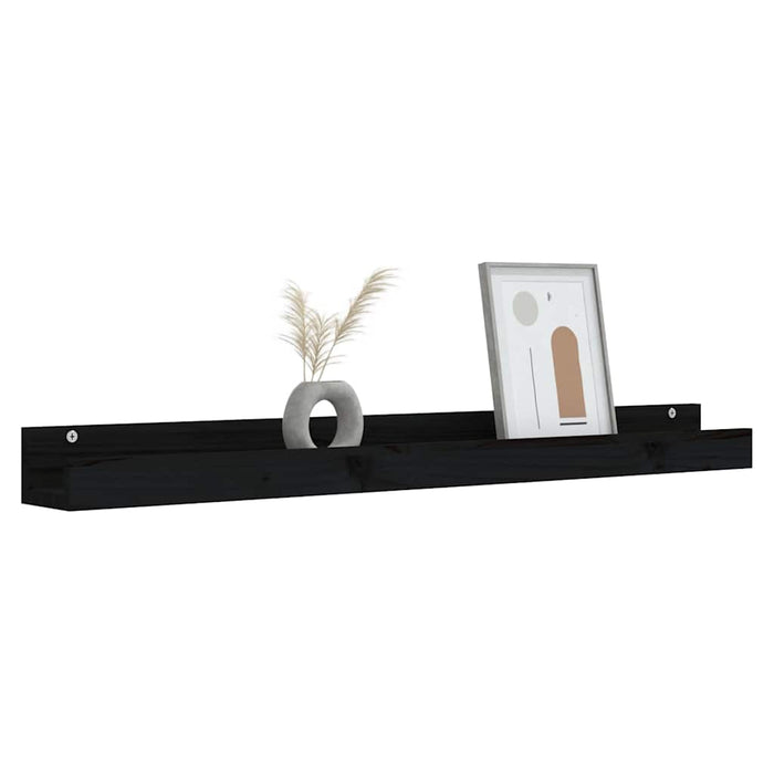 Rafturi de perete, 2 buc., negru, 110x12x9 cm, lemn masiv pin WALTI