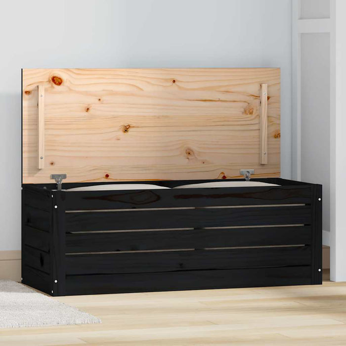 Cutie de depozitare, negru, 89x36,5x33 cm, lemn masiv de pin WALTI