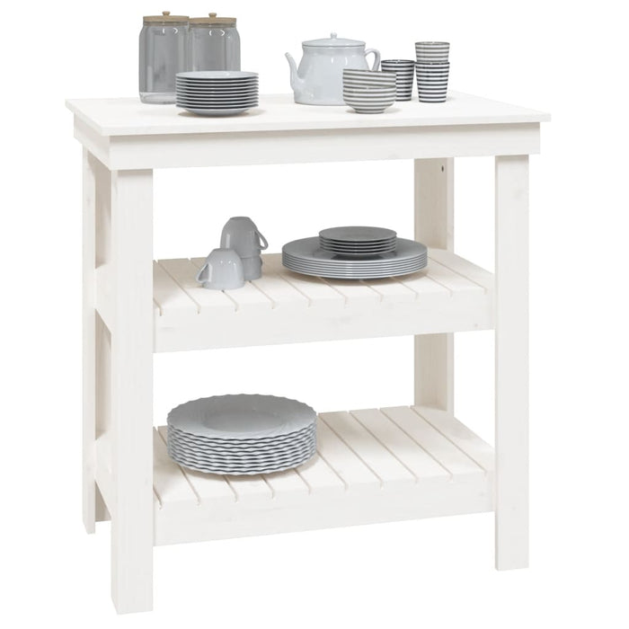 Banc de lucru, alb, 78,5x50x80 cm, lemn masiv pin - WALTI WALTI