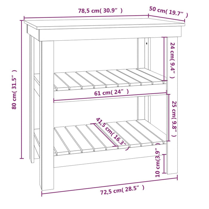 Banc de lucru, alb, 78,5x50x80 cm, lemn masiv pin - WALTI WALTI