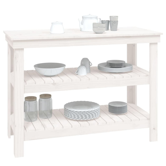 Banc de lucru, alb, 110,5x50x80 cm, lemn masiv pin - WALTI WALTI
