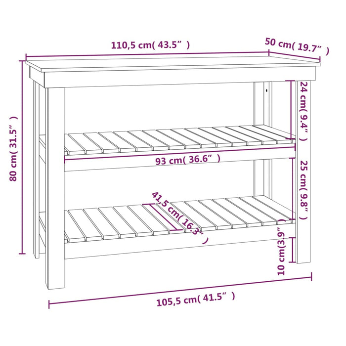 Banc de lucru, alb, 110,5x50x80 cm, lemn masiv pin - WALTI WALTI
