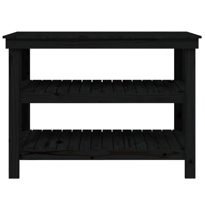 Banc de lucru, negru, 110,5x50x80 cm, lemn masiv pin WALTI