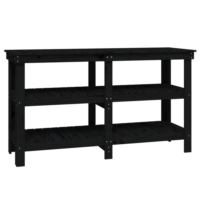 Banc de lucru, negru, 142,5x50x80 cm, lemn masiv pin WALTI