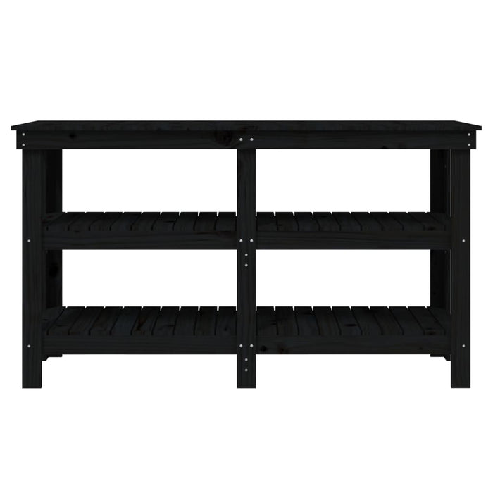 Banc de lucru, negru, 142,5x50x80 cm, lemn masiv pin WALTI