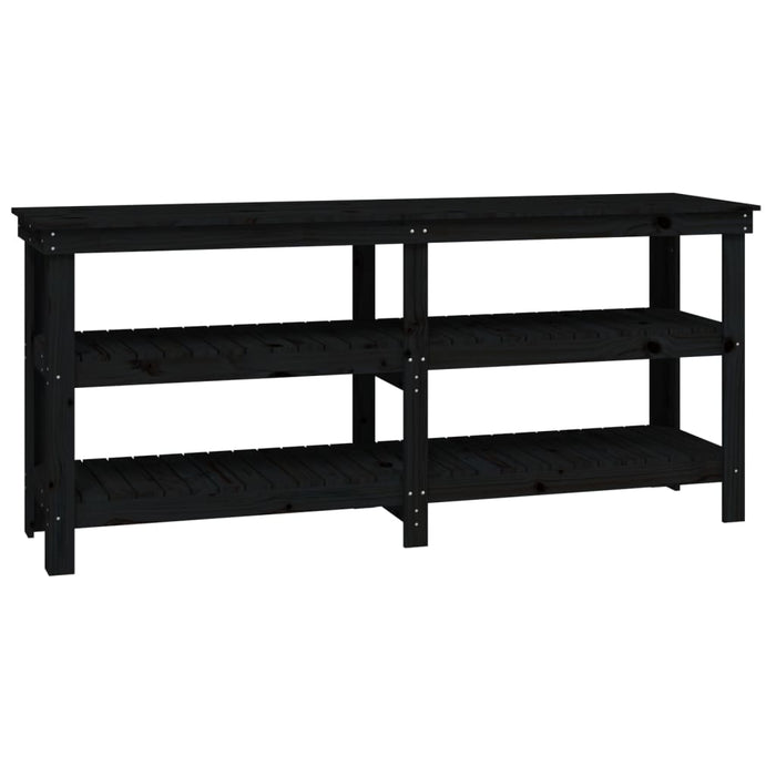 Banc de lucru, negru, 181x50x80 cm, lemn masiv pin WALTI