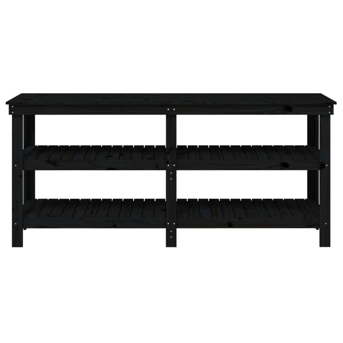 Banc de lucru, negru, 181x50x80 cm, lemn masiv pin WALTI