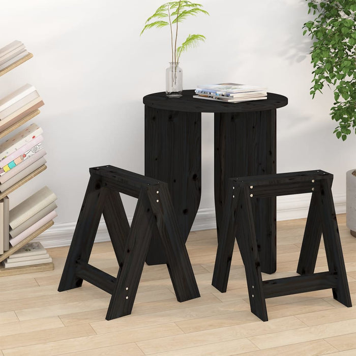 Scaune, 2 buc., negru, 40x40x45 cm, lemn masiv de pin - WALTI WALTI