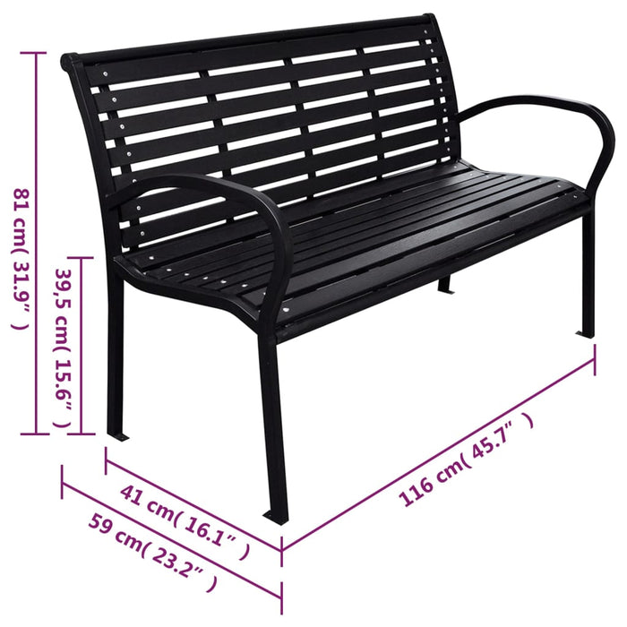 Bancă de grădină, negru, 116 cm, oțel și WPC - WALTI WALTI