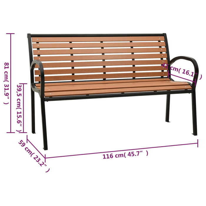 Bancă de grădină, negru și maro, 116 cm, oțel și WPC - WALTI WALTI