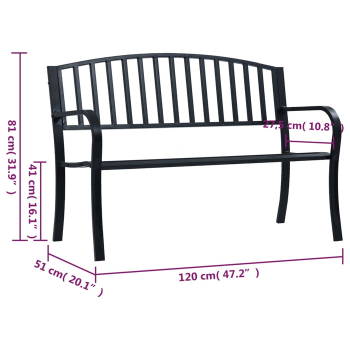 Bancă de grădină din oțel, negru, 120 cm - WALTI WALTI