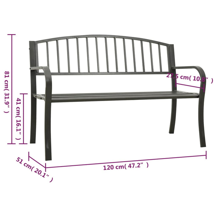 Bancă de grădină, gri, 120 cm, oțel - WALTI WALTI