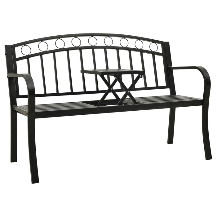 Bancă de grădină cu masă, negru, 120 cm, oțel - WALTI WALTI