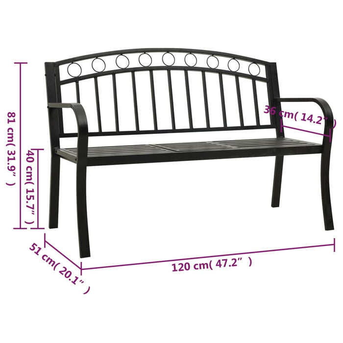 Bancă de grădină cu masă, negru, 120 cm, oțel - WALTI WALTI