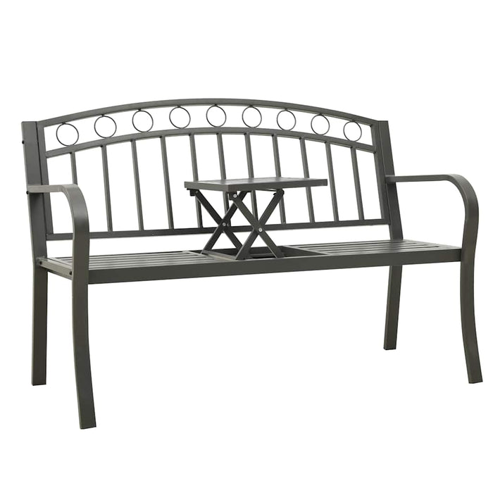 Bancă de grădină cu masă, gri, 120 cm, oțel - WALTI WALTI