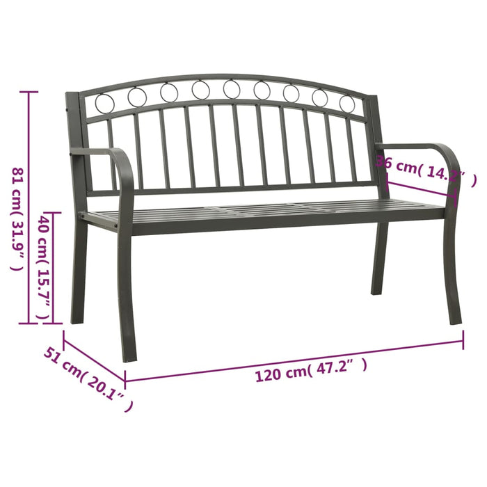 Bancă de grădină cu masă, gri, 120 cm, oțel - WALTI WALTI
