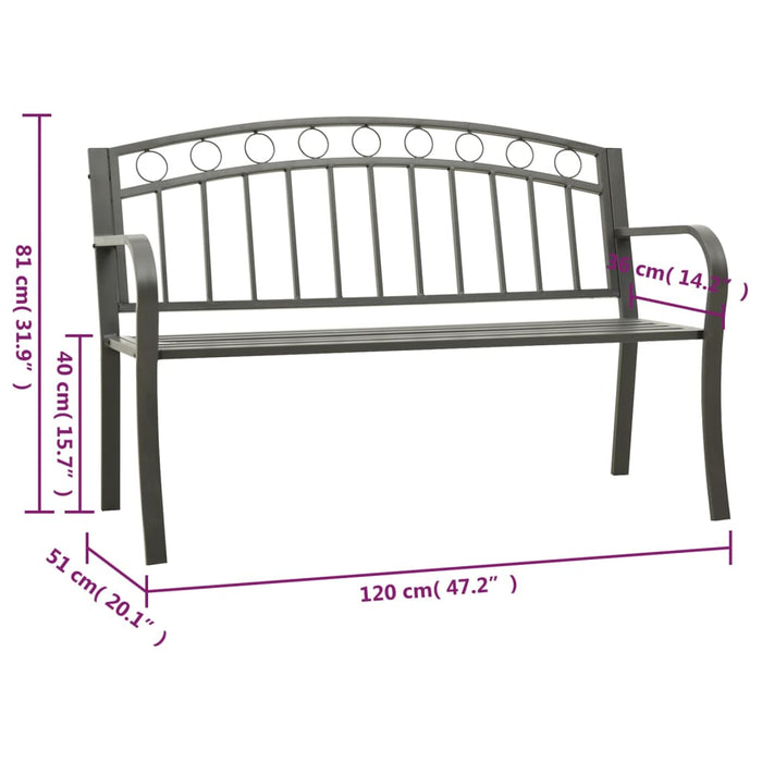 Bancă de grădină, gri, 120 cm, oțel - WALTI WALTI