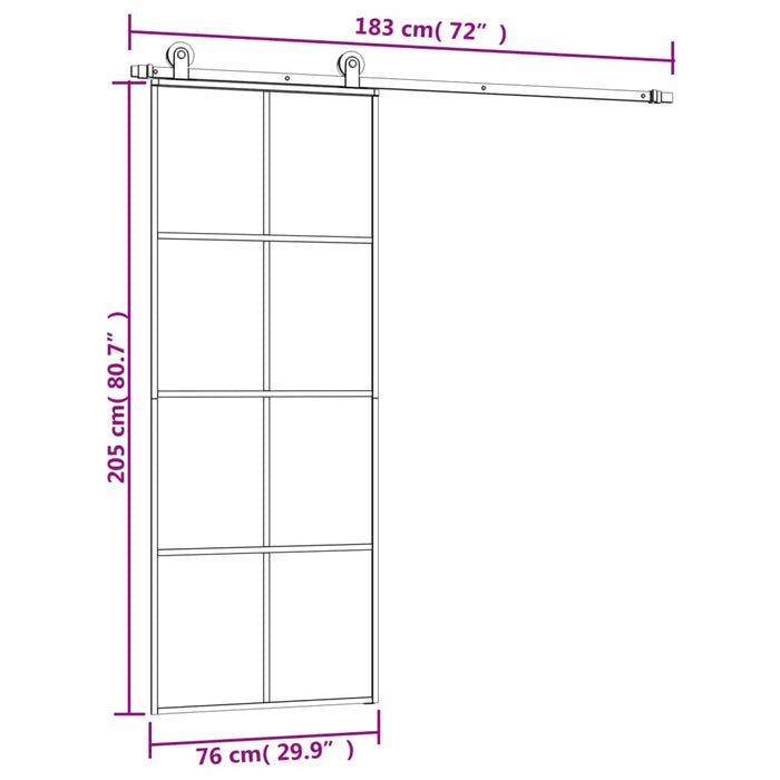 Ușă glisantă cu set feronerie, 76x205 cm, sticlă ESG/aluminiu - WALTI WALTI