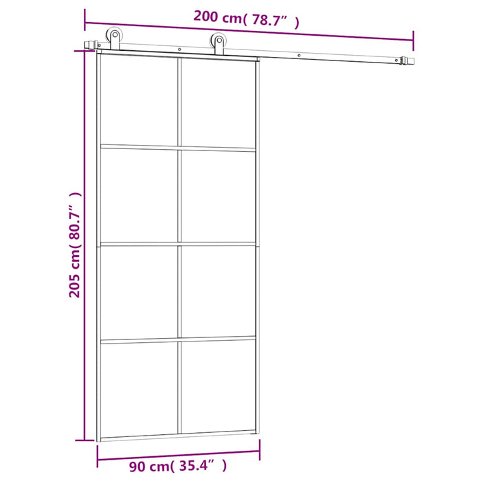 Ușă glisantă cu set feronerie, 90x205 cm, sticlă ESG/aluminiu - WALTI WALTI