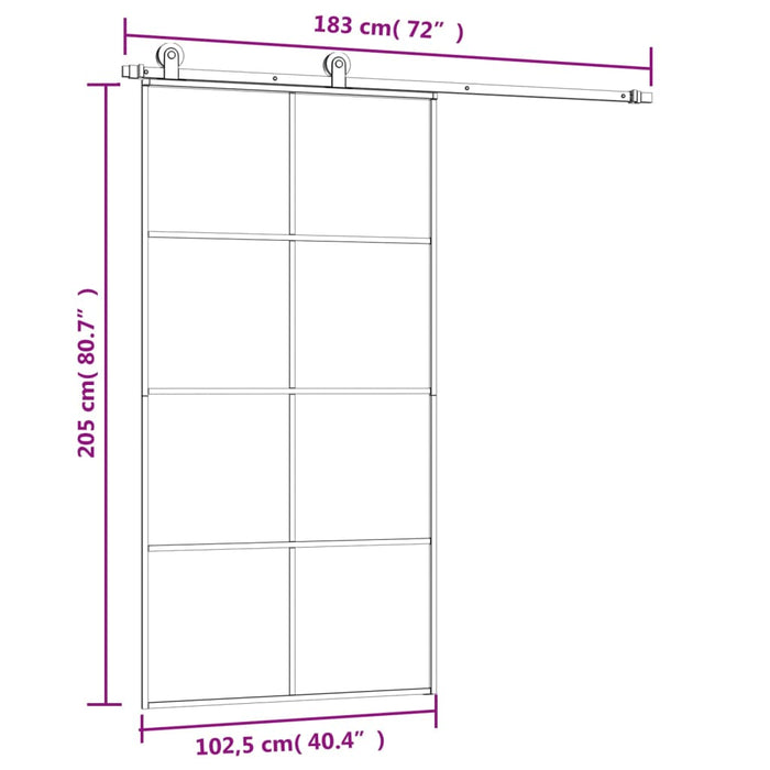 Ușă glisantă cu set feronerie 102,5x205 cm sticlă ESG/aluminiu - WALTI WALTI