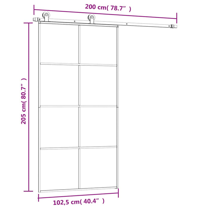 Ușă glisantă cu set feronerie 102,5x205 cm sticlă ESG/aluminiu - WALTI WALTI