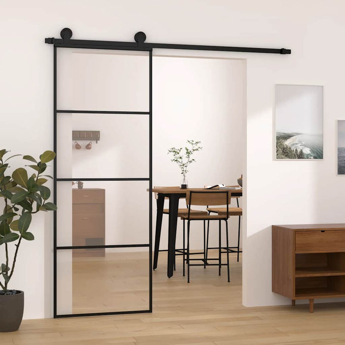 Ușă glisantă cu set feronerie, 76x205 cm, sticlă ESG/aluminiu - WALTI WALTI