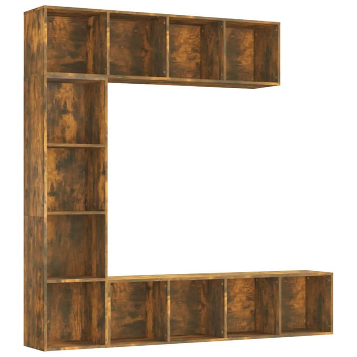 Set dulap TV/cărți, 3 piese, stejar afumat, 180x30x180 cm - WALTI WALTI