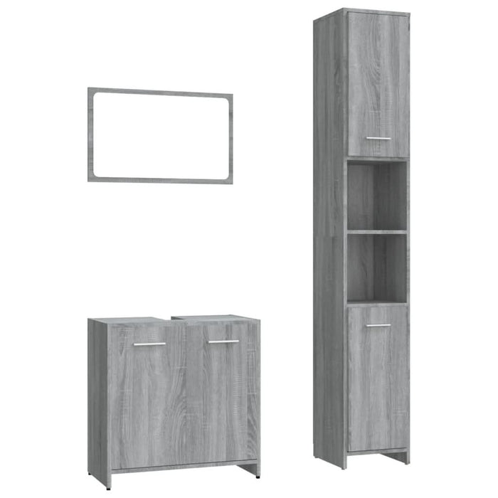 Set mobilier de baie, 3 piese, gri sonoma, lemn prelucrat - WALTI WALTI