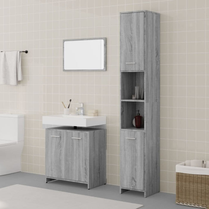 Set mobilier de baie, 3 piese, gri sonoma, lemn prelucrat - WALTI WALTI