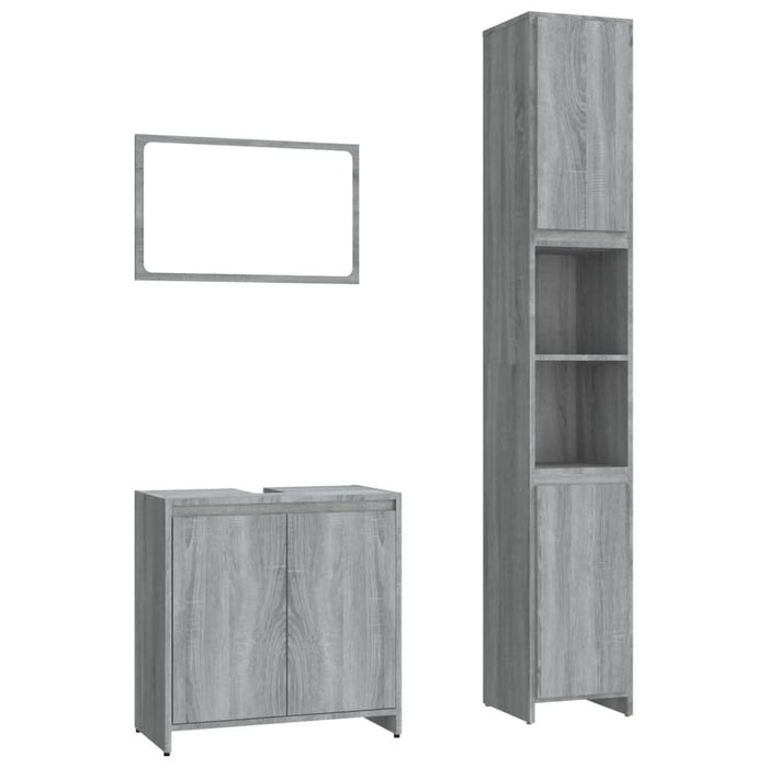 Set mobilier de baie, 3 piese, gri sonoma, lemn prelucrat - WALTI WALTI