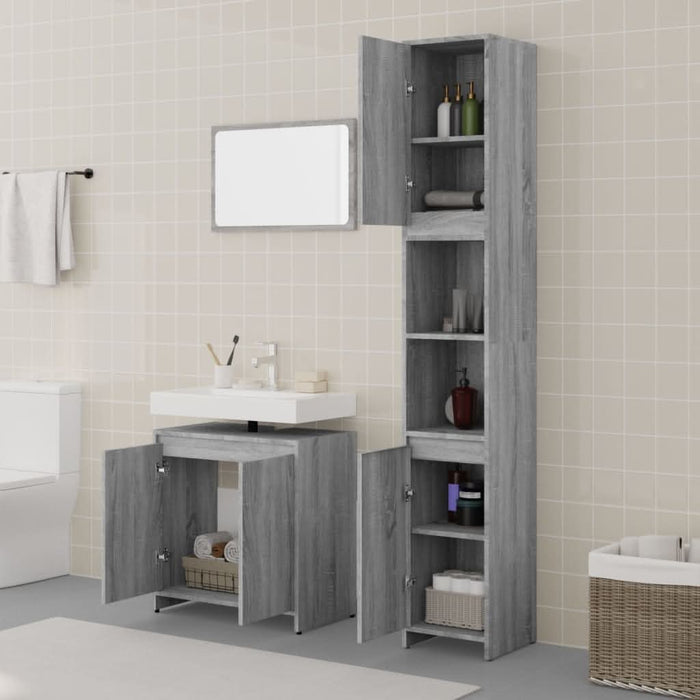 Set mobilier de baie, 3 piese, gri sonoma, lemn prelucrat - WALTI WALTI