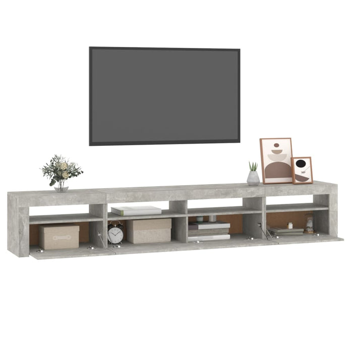 Comodă TV cu lumini LED, gri beton, 240x35x40 cm - WALTI WALTI