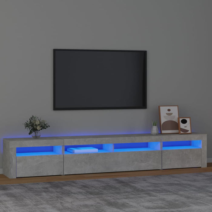 Comodă TV cu lumini LED, gri beton, 240x35x40 cm - WALTI WALTI