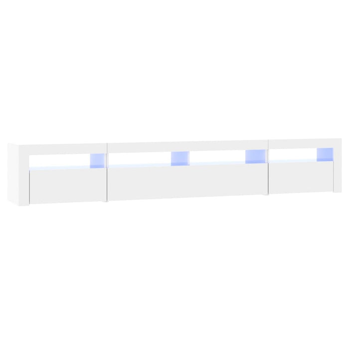 Comodă TV cu lumini LED, alb extralucios, 240x35x40cm WALTI