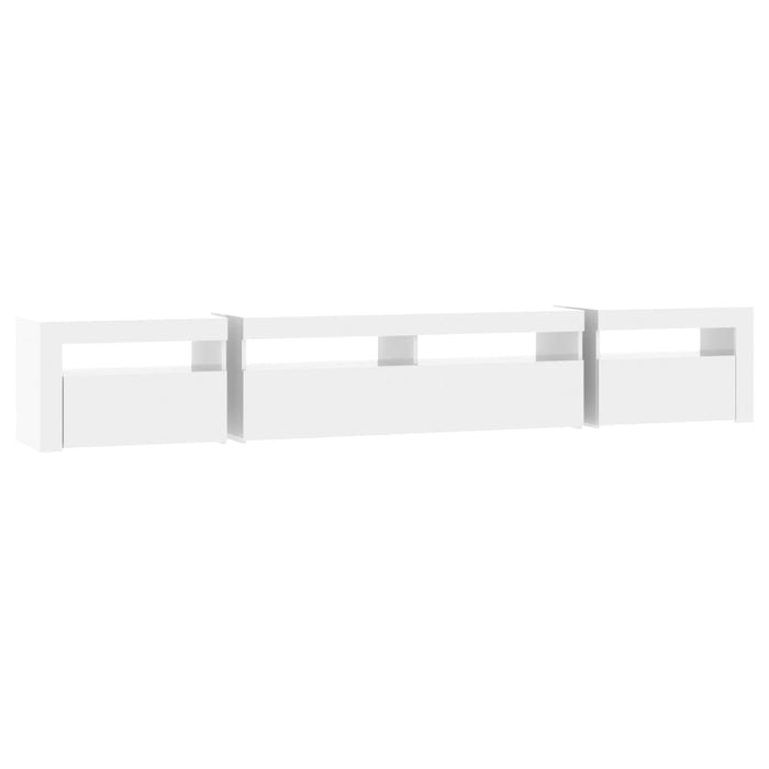 Comodă TV cu lumini LED, alb extralucios, 240x35x40cm WALTI