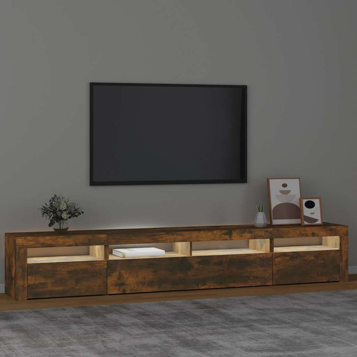 Comodă TV cu lumini LED, stejar fumuriu, 240x35x40cm - WALTI WALTI