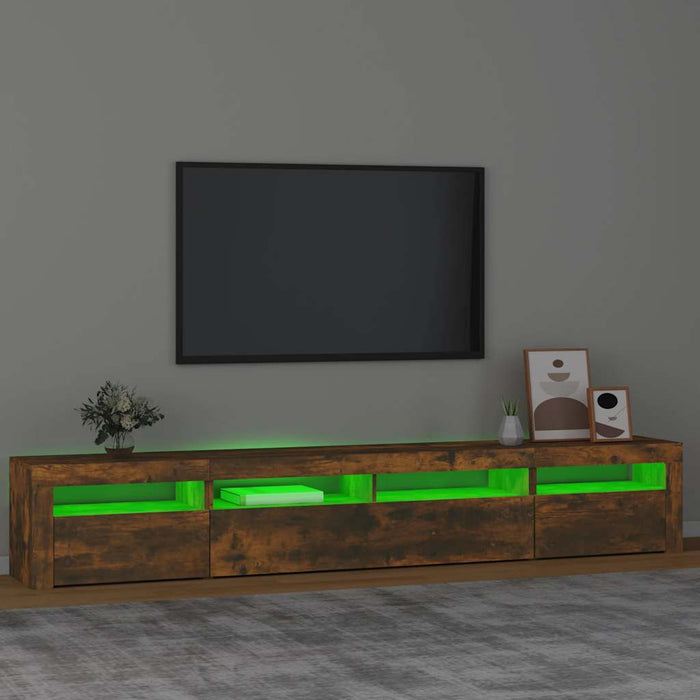 Comodă TV cu lumini LED, stejar fumuriu, 240x35x40cm - WALTI WALTI