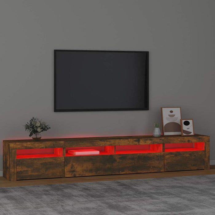 Comodă TV cu lumini LED, stejar fumuriu, 240x35x40cm - WALTI WALTI