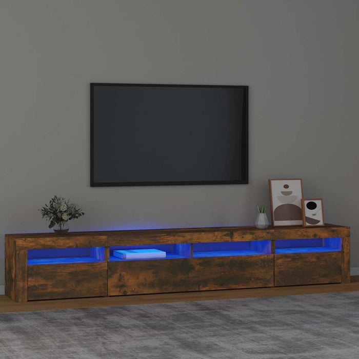 Comodă TV cu lumini LED, stejar fumuriu, 240x35x40cm - WALTI WALTI