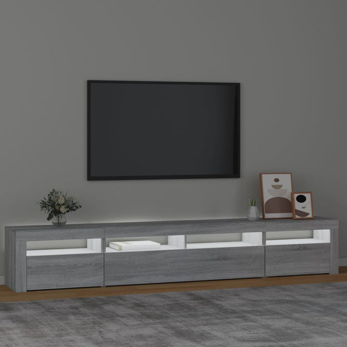 Comodă TV cu lumini LED, gri sonoma, 240x35x40cm - WALTI WALTI