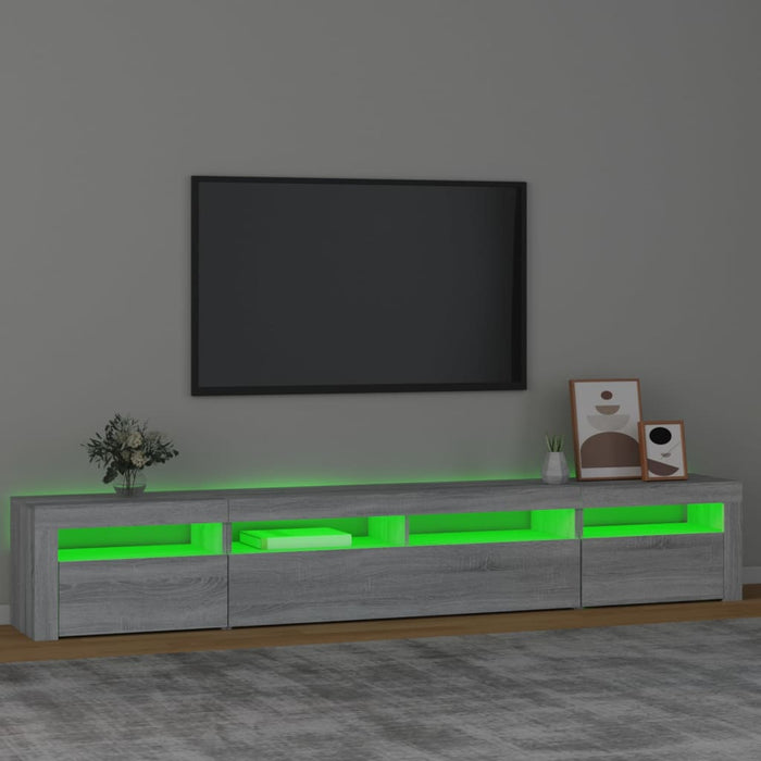 Comodă TV cu lumini LED, gri sonoma, 240x35x40cm - WALTI WALTI