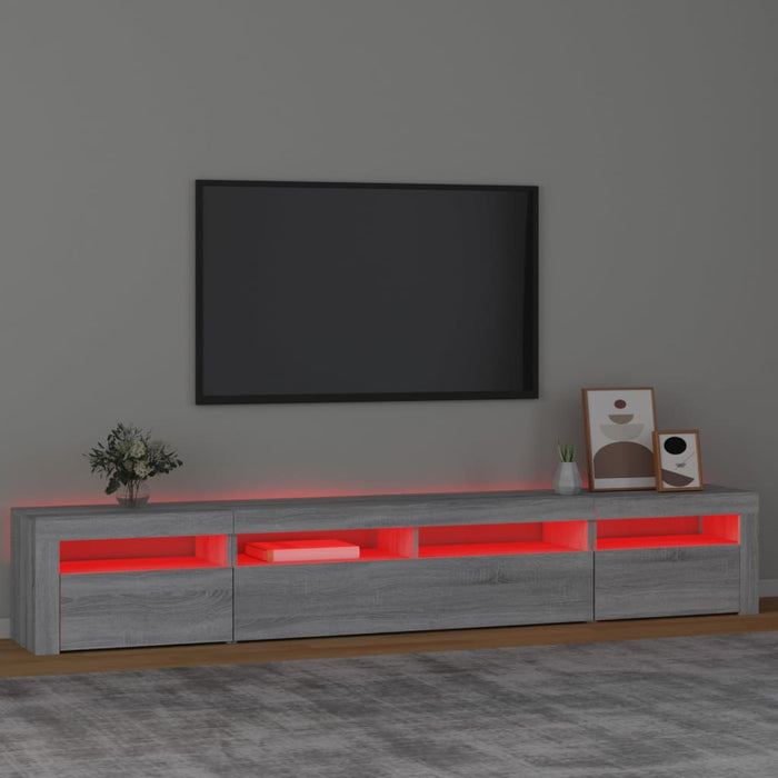 Comodă TV cu lumini LED, gri sonoma, 240x35x40cm - WALTI WALTI