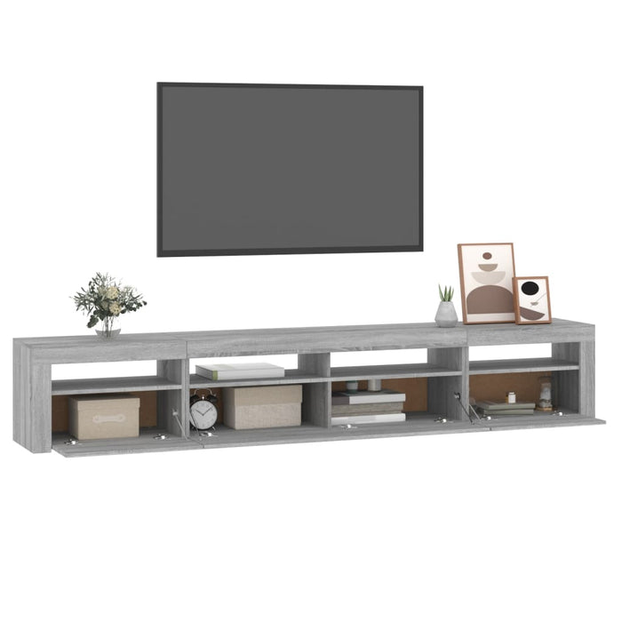 Comodă TV cu lumini LED, gri sonoma, 240x35x40cm - WALTI WALTI