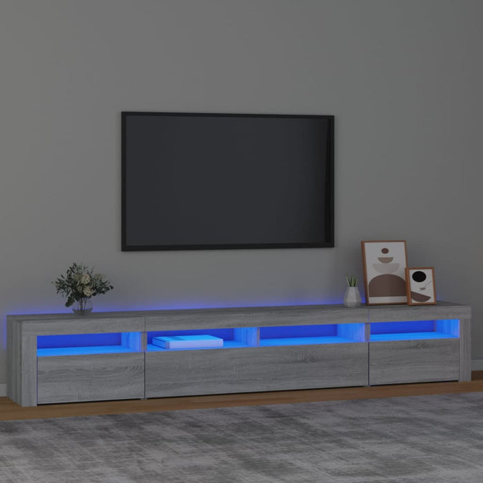 Comodă TV cu lumini LED, gri sonoma, 240x35x40cm - WALTI WALTI
