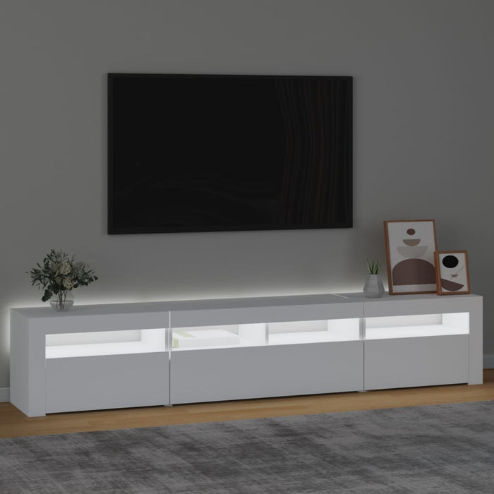 Dulap TV cu lumini LED, alb, 210x35x40 cm - WALTI WALTI