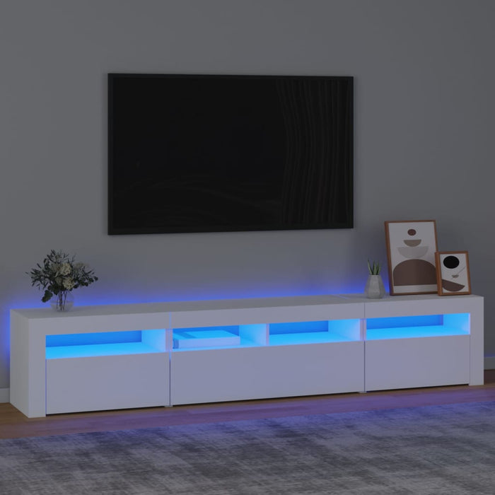 Dulap TV cu lumini LED, alb, 210x35x40 cm - WALTI WALTI