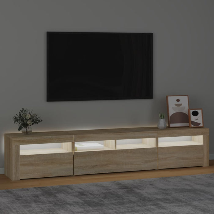 Comodă TV cu lumini LED, stejar sonoma, 210x35x40 cm - WALTI WALTI