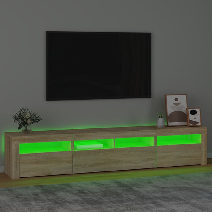 Comodă TV cu lumini LED, stejar sonoma, 210x35x40 cm - WALTI WALTI