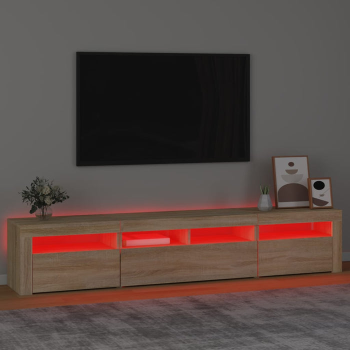 Comodă TV cu lumini LED, stejar sonoma, 210x35x40 cm - WALTI WALTI